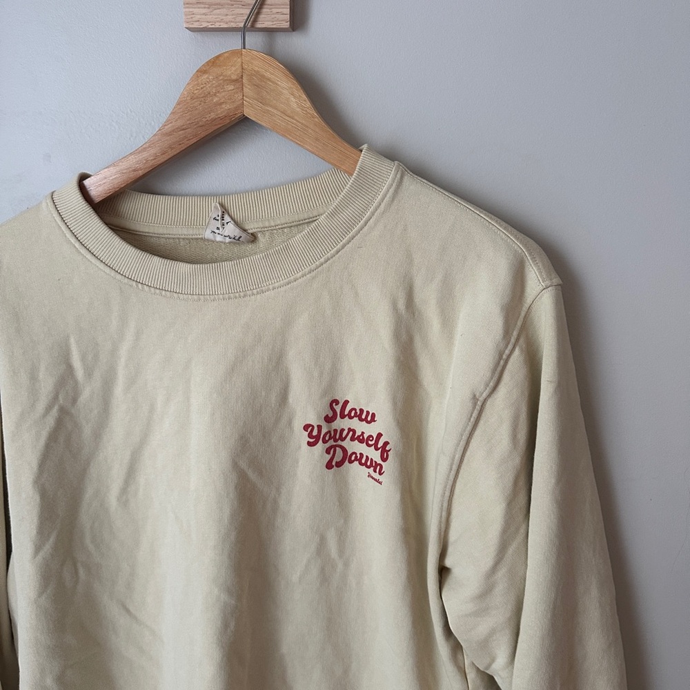 Slow Yourself Down Cream Organic Cotton Crewneck Kauai, Hawaii